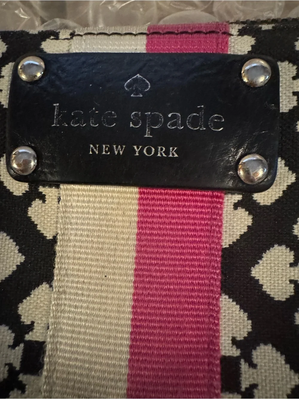 adidas Black & White Patterned Phone Wallet with Pink Accent Stripe